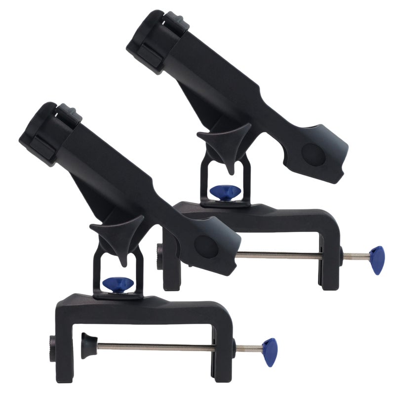 HiUmi Fishing Boat Rods Holder with Large Clamp Opening 360 Degree Adjustable Fishing Rod Racks Folding Holder (RH30-2Pack) - Image 1